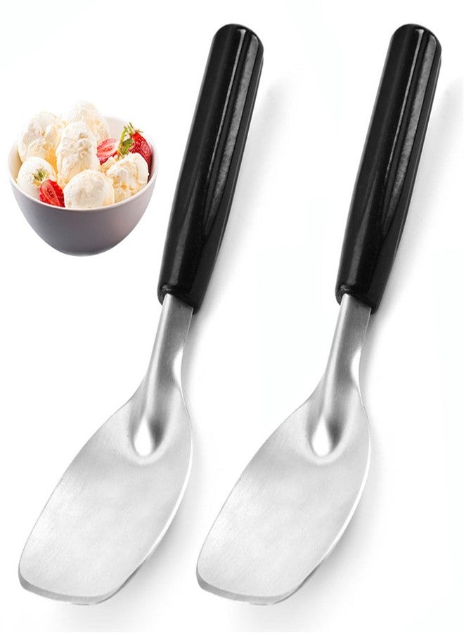 Forieru 2-Pack Heavy Duty Stainless Steel Ice Cream Paddles, Flat Spade With Non-Slip Grip, For Hard & Soft Serve Desserts, Commercial & Home Use - Image 1